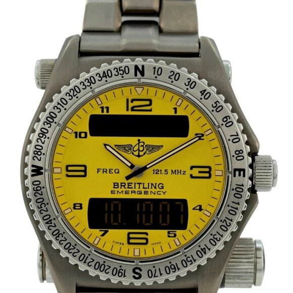 Breitling 43mm Men's Emergency Rare Yellow Dial Titanium Watch- Ref: E56121.1! - Picture 3 of 11